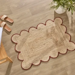 Aria Scalloped Brown Jute Indoor Mat