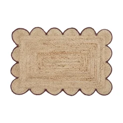 Aria Scalloped Brown Jute Indoor Mat