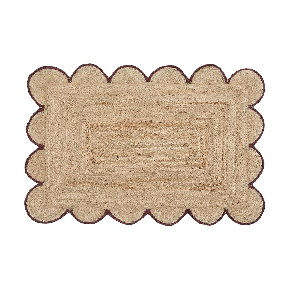 Aria Scalloped Brown Jute Indoor Mat