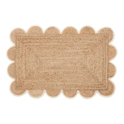 Aria Scalloped Natural/White Jute Indoor Mat