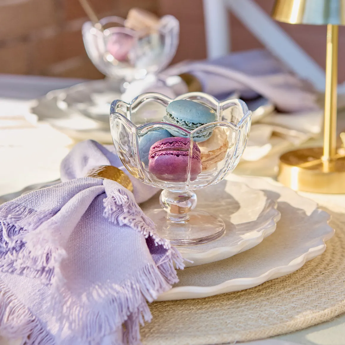 Ashra Lilac Fringed Napkin Set of 4