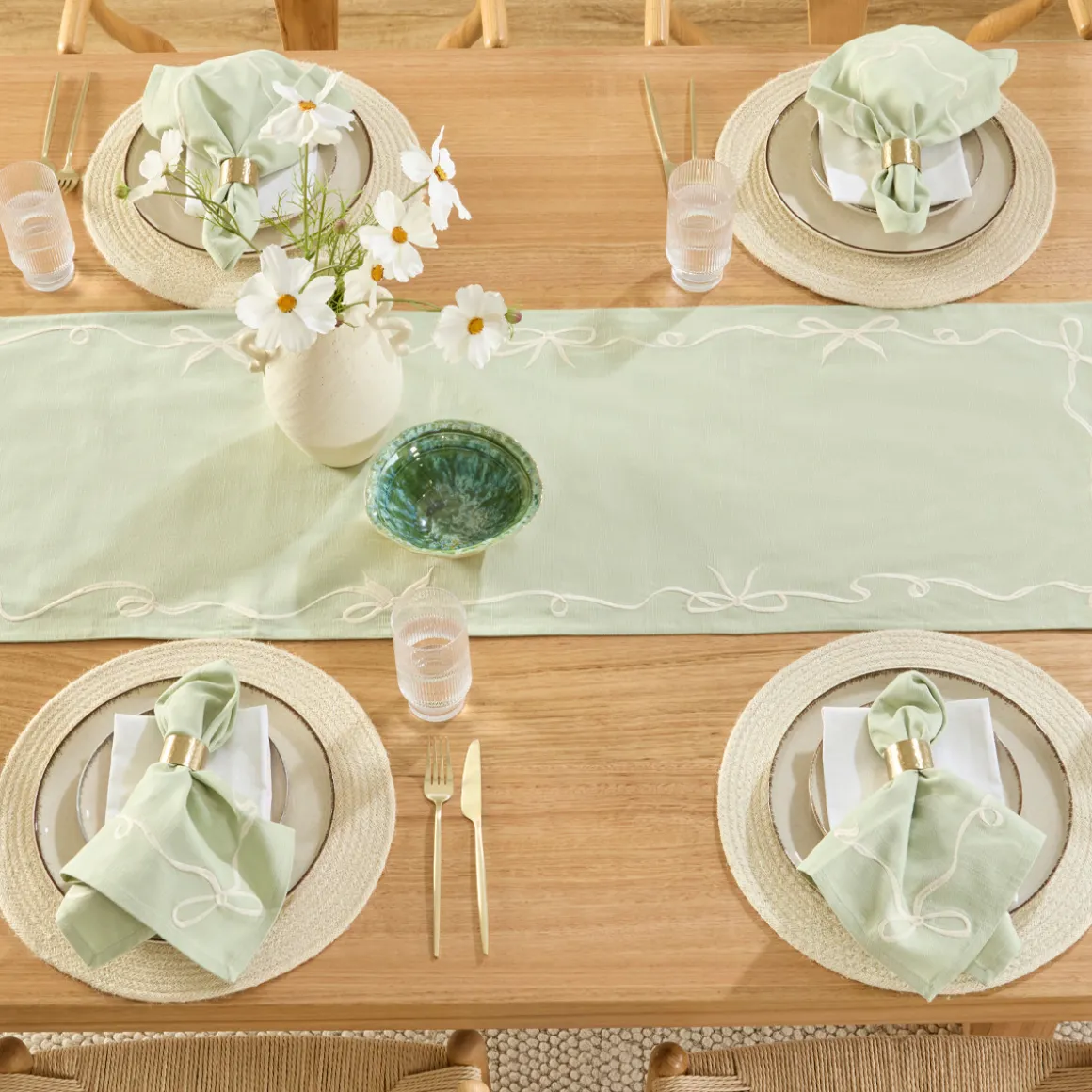 Aubrey Bow Embroidered Table Runner