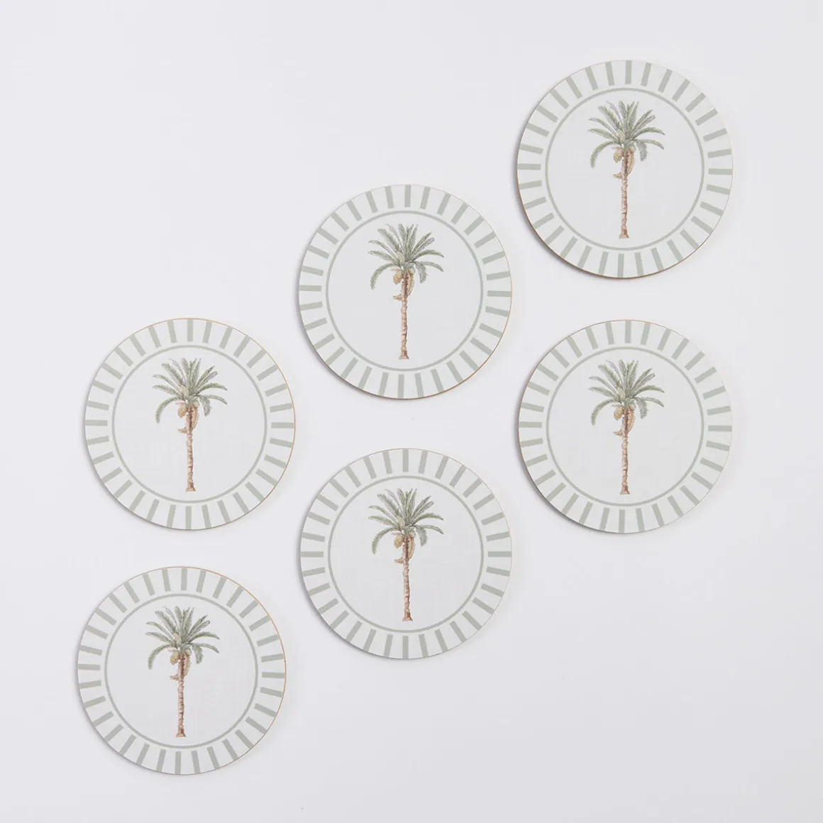 Bangalow Green Palm Cork Coaster Set of 6