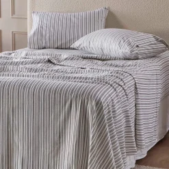 Charcoal Stripe Cotton Flannelette Sheet Set