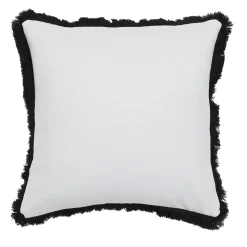 Chester White/Black Fringed Feather Cushion