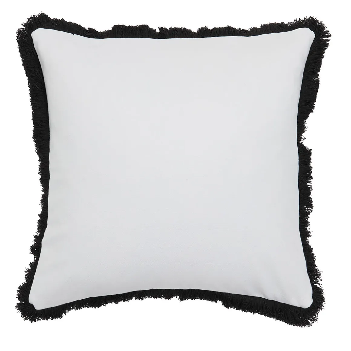 Chester White/Black Fringed Feather Cushion