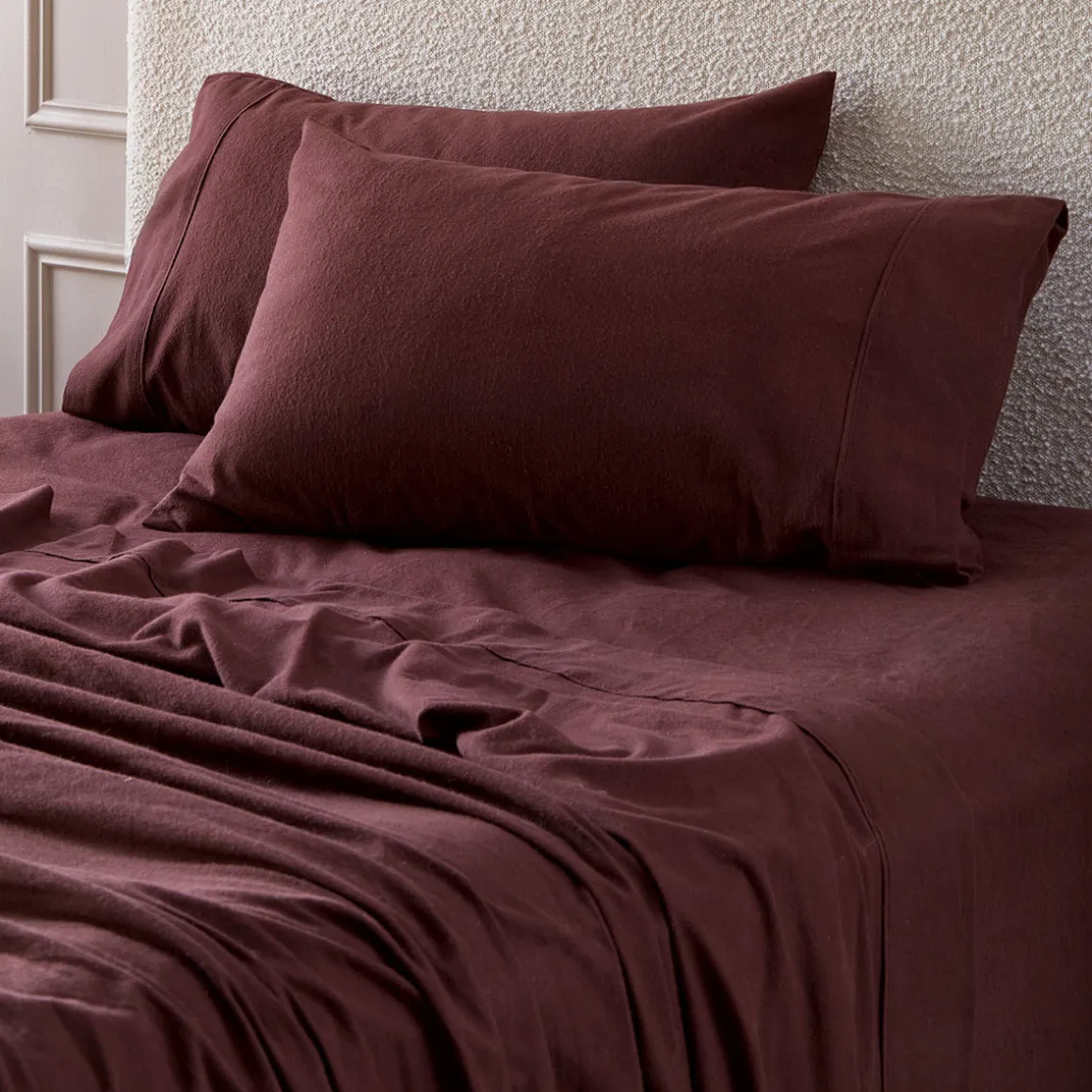 Chocolate Cotton Flannelette Sheet Set