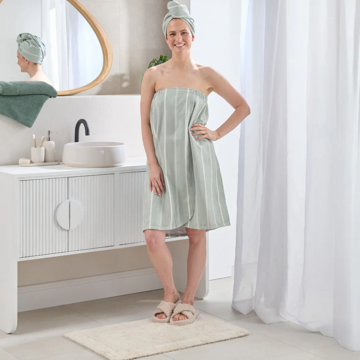 Cora Sage Microfibre Towel Wrap Range