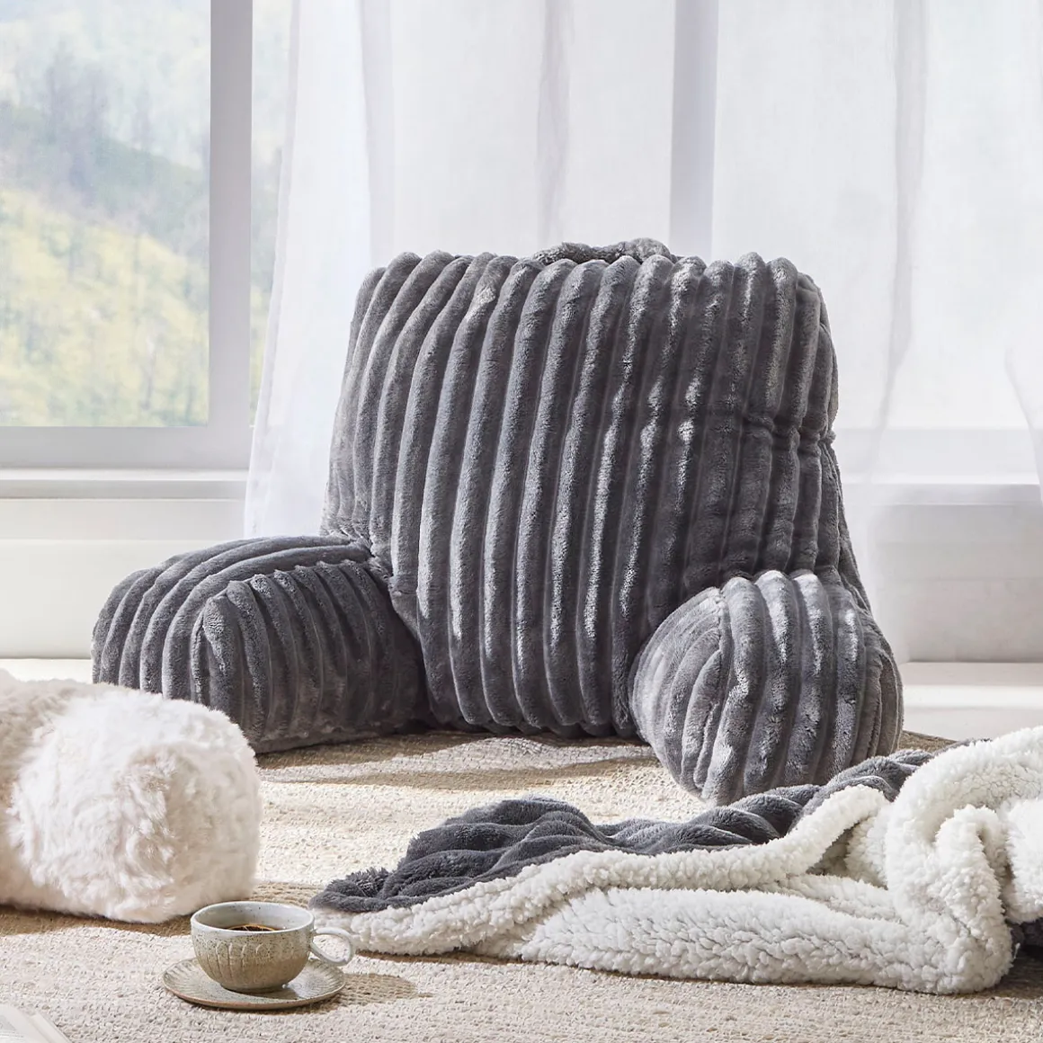 Denali Faux Fur Bed Rest Reading Pillow