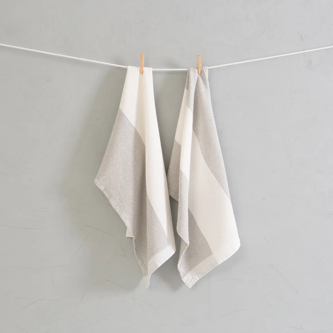 Duo Grey Waffle Tea Towel Set of 2