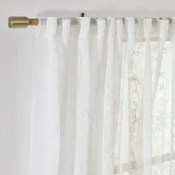 Ellie Bow Embroidered Sheer Curtain Set of 2