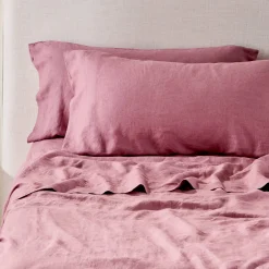 European Linen Rose Pink King Pillowcase Pair