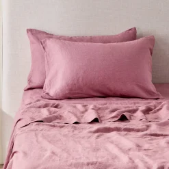 European Linen Rose Pink Pillowcase Pair