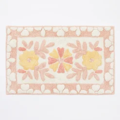 Floral Bloom Blush Pink Rectangle Bath Mat