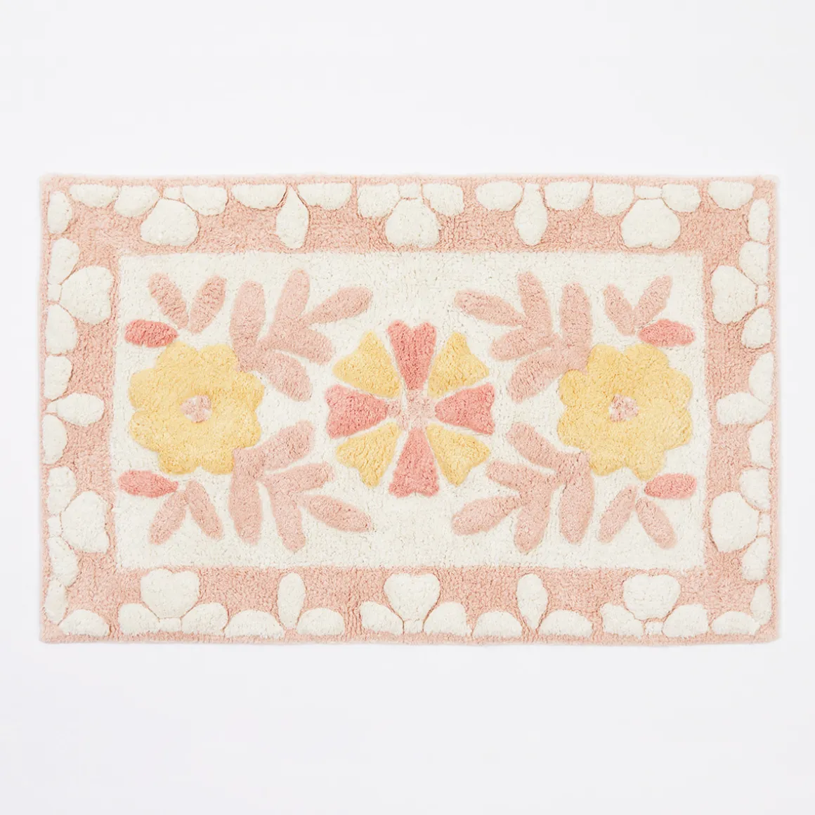 Floral Bloom Blush Pink Rectangle Bath Mat