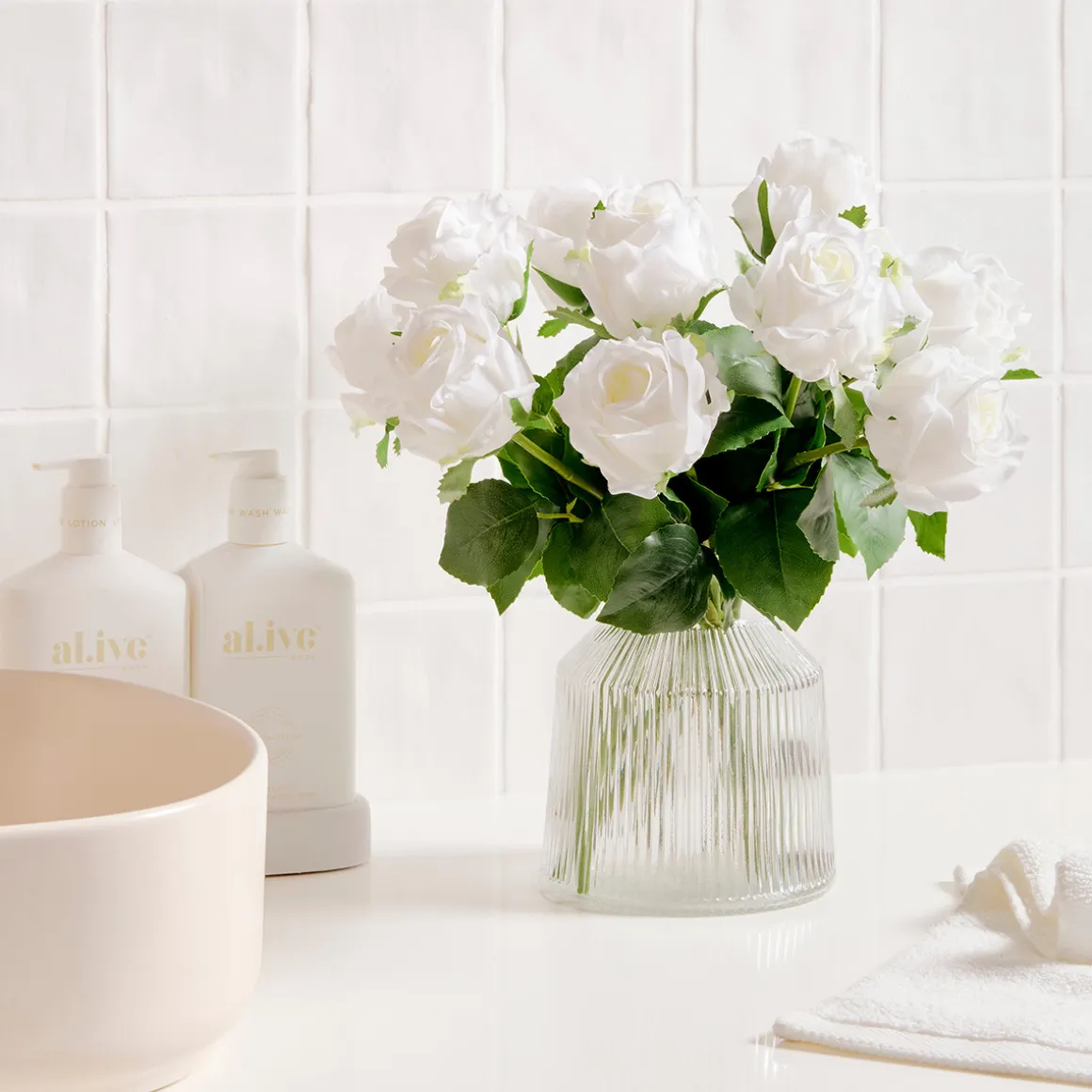 Gracie White Artificial Flower Bouquet