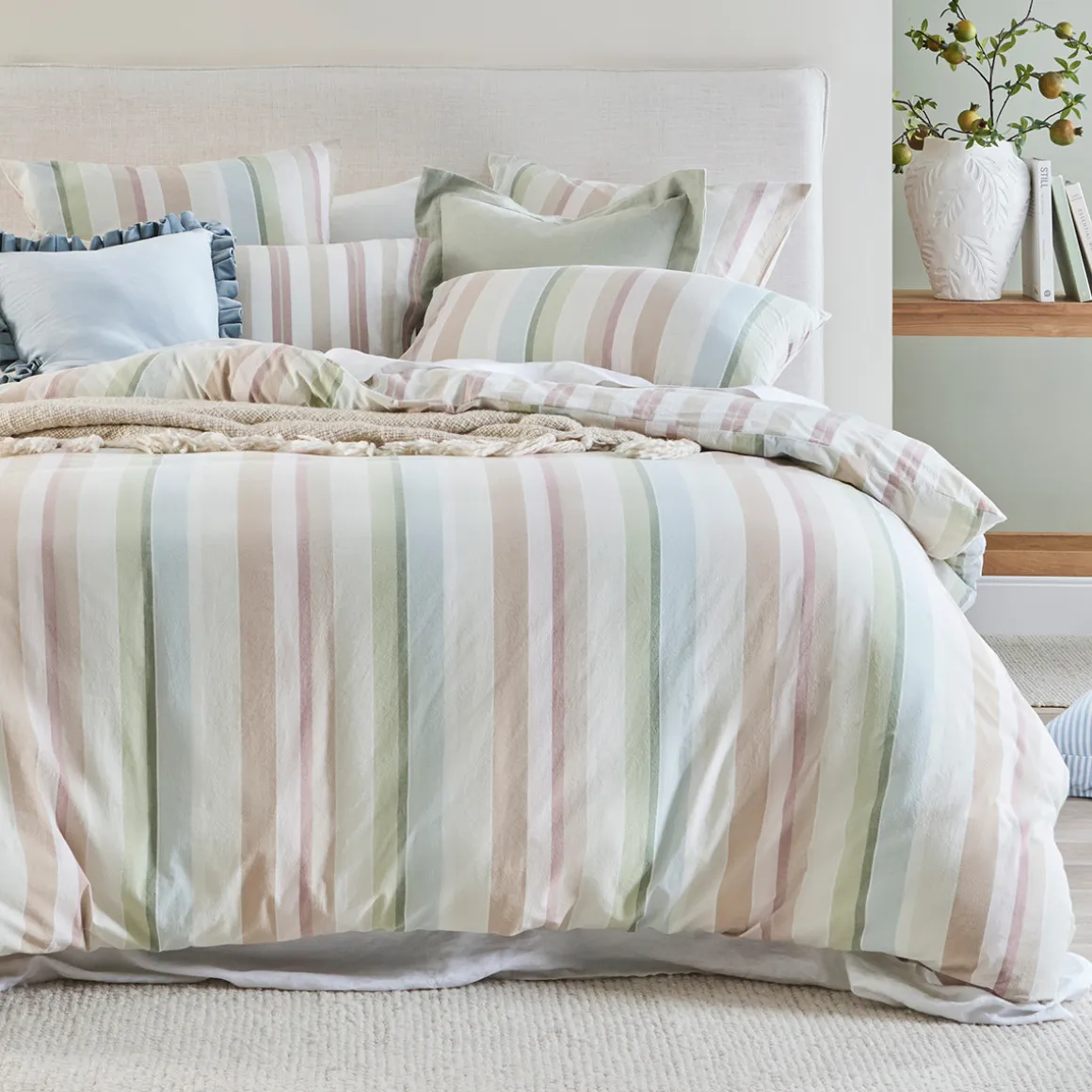 Junie Reversible Stripe Quilt Cover Set