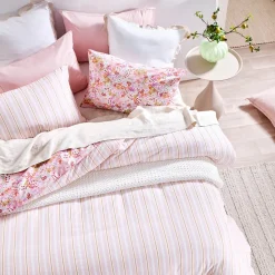 Kaeli Reversible Floral/Stripe Quilt Cover Set