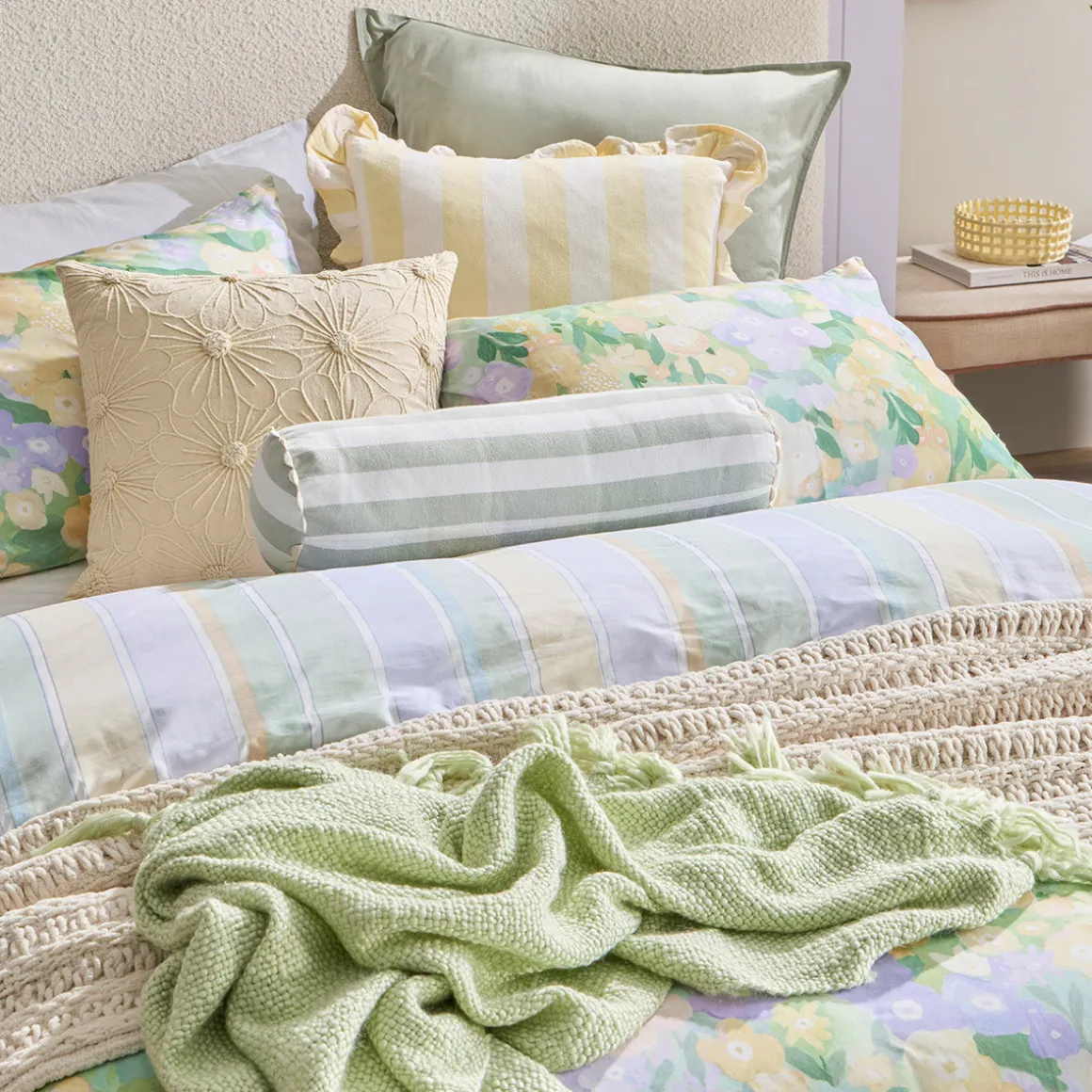 Kew Reversible Floral/Stripe Quilt Cover Set