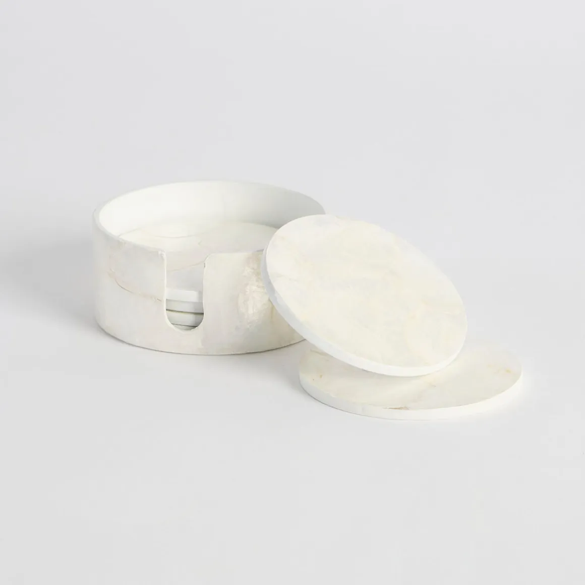 Layla Capiz Coaster Set of 6 with Holder