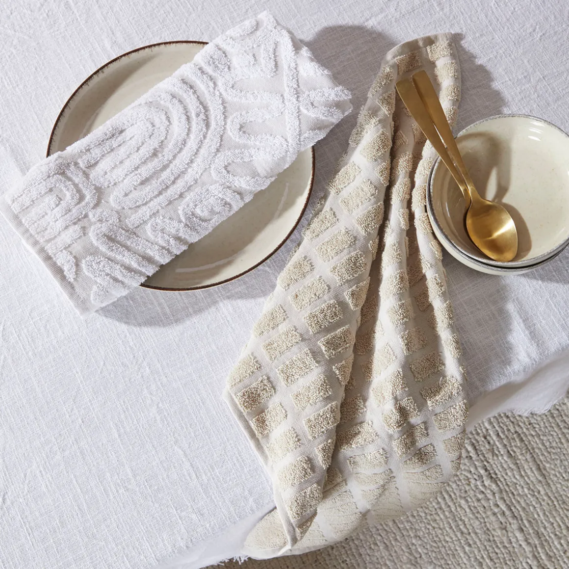 Lennox Natural Tea Towel Set of 2