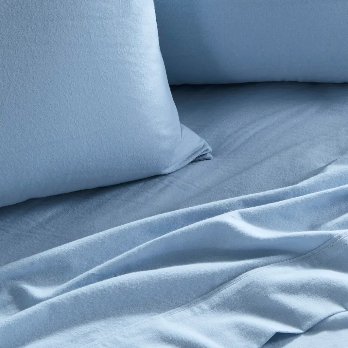 Light Blue Cotton Flannelette Sheet Set