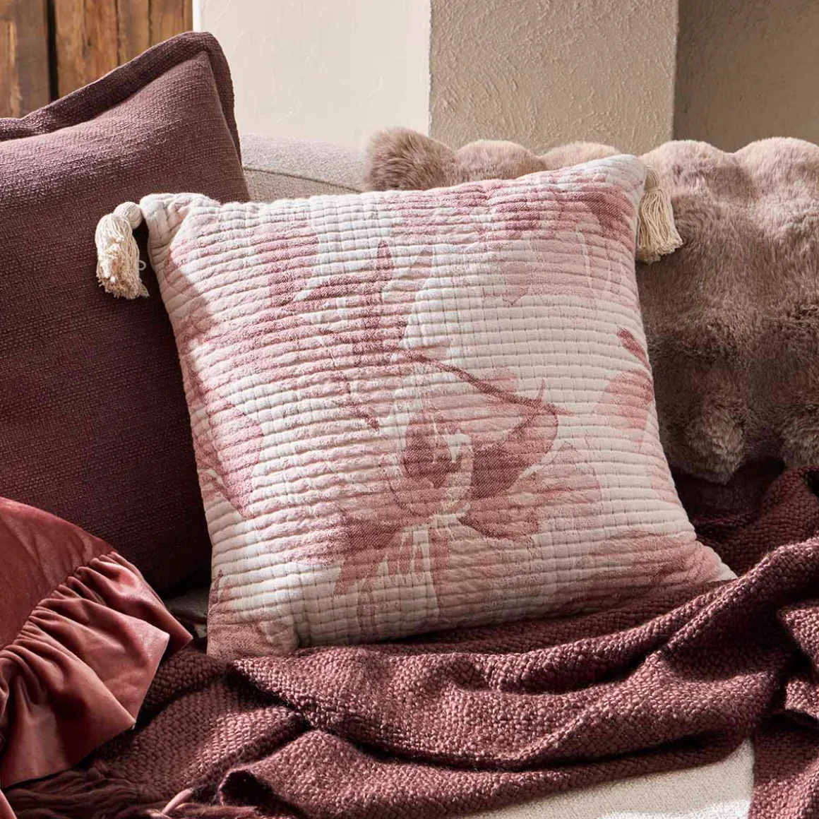 Lilibeth Floral Cushion with Tassels