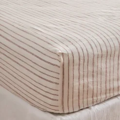Linen Cotton Stripe Fitted Sheet