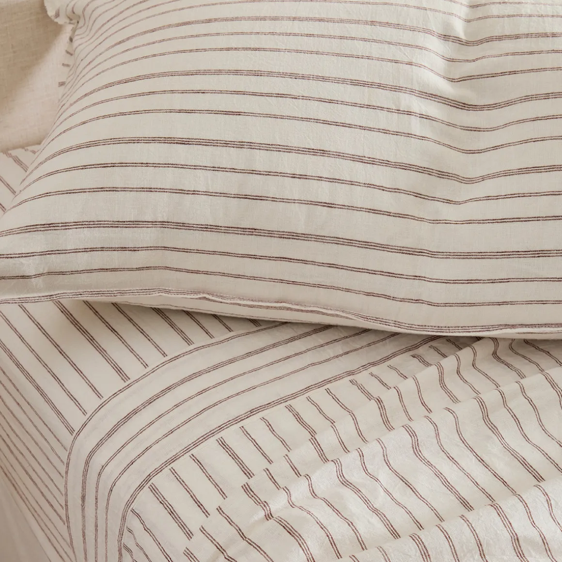 Linen Cotton Stripe Standard Pillowcase Pair