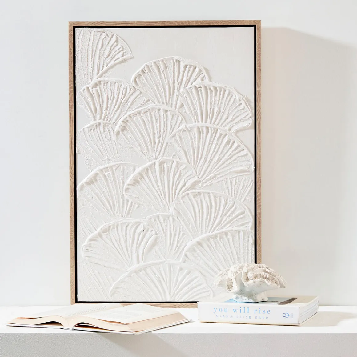 Lucia Shell Textured Small Framed Canvas Wall Art