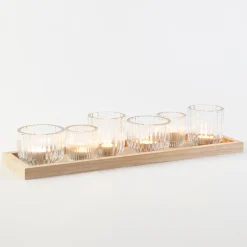 Luna Candle Holders on Natural Tray