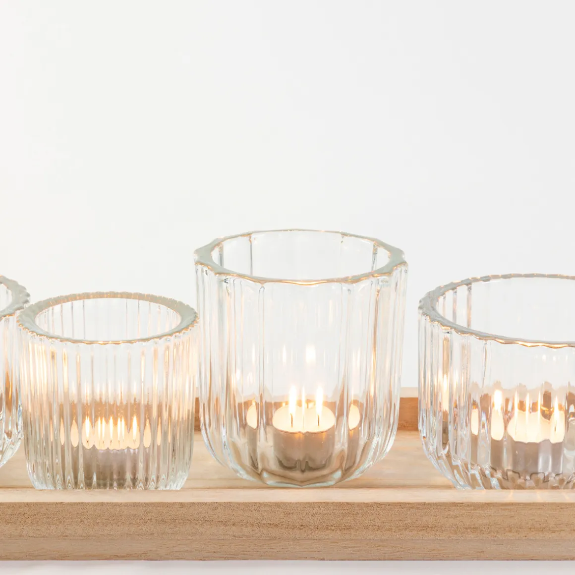 Luna Candle Holders on Natural Tray