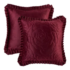 Lyra Embroidered Velvet Cushion with Frill