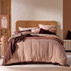 Maisie Reversible Caramel Check Quilt Cover Set
