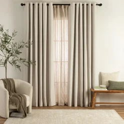 Marina Sheer Beige Curtain Set of 2