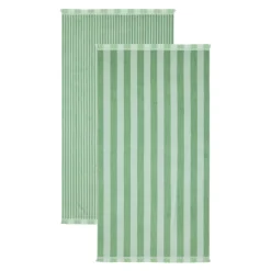 Maris Stripe Sage Green Reversible Beach towel