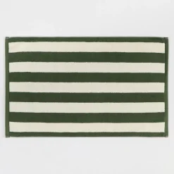 Maverick Green Reversible Stripe Bath Mat