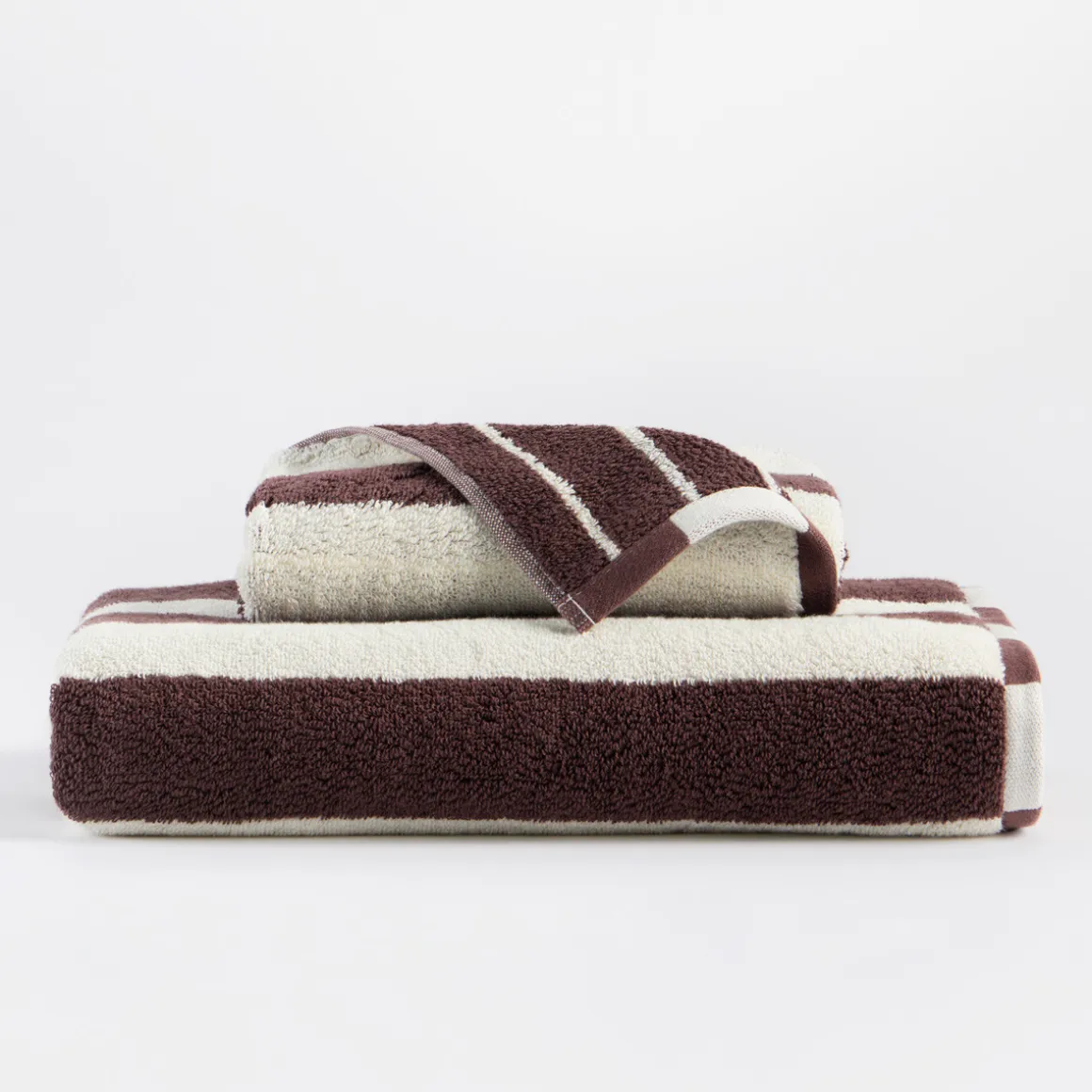 Maverick Mahogany Reversible Stripe Towel Range