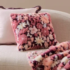 Mila Floral Faux Fur Jacquard Cushion