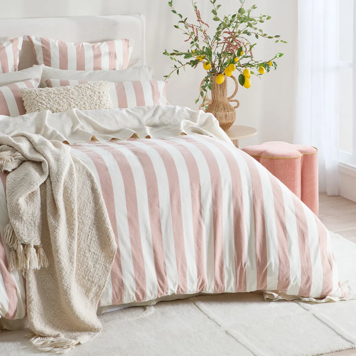Milah Clay Stripe Quilt Cover Set