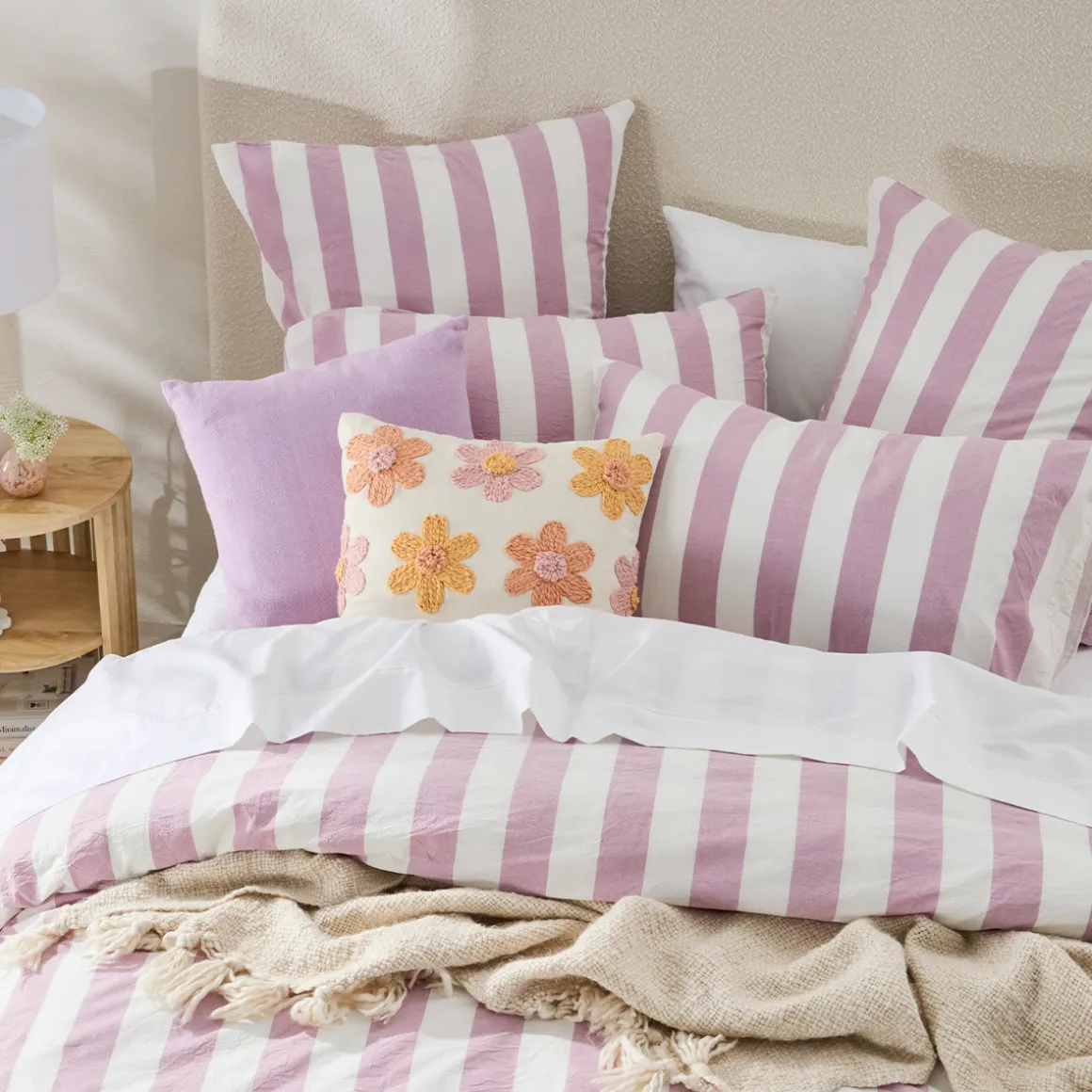 Milah Mauve Stripe European Pillowcase