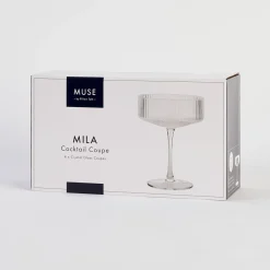 Mila Ribbed Cocktail Coupe Crystal Glass Set of 4