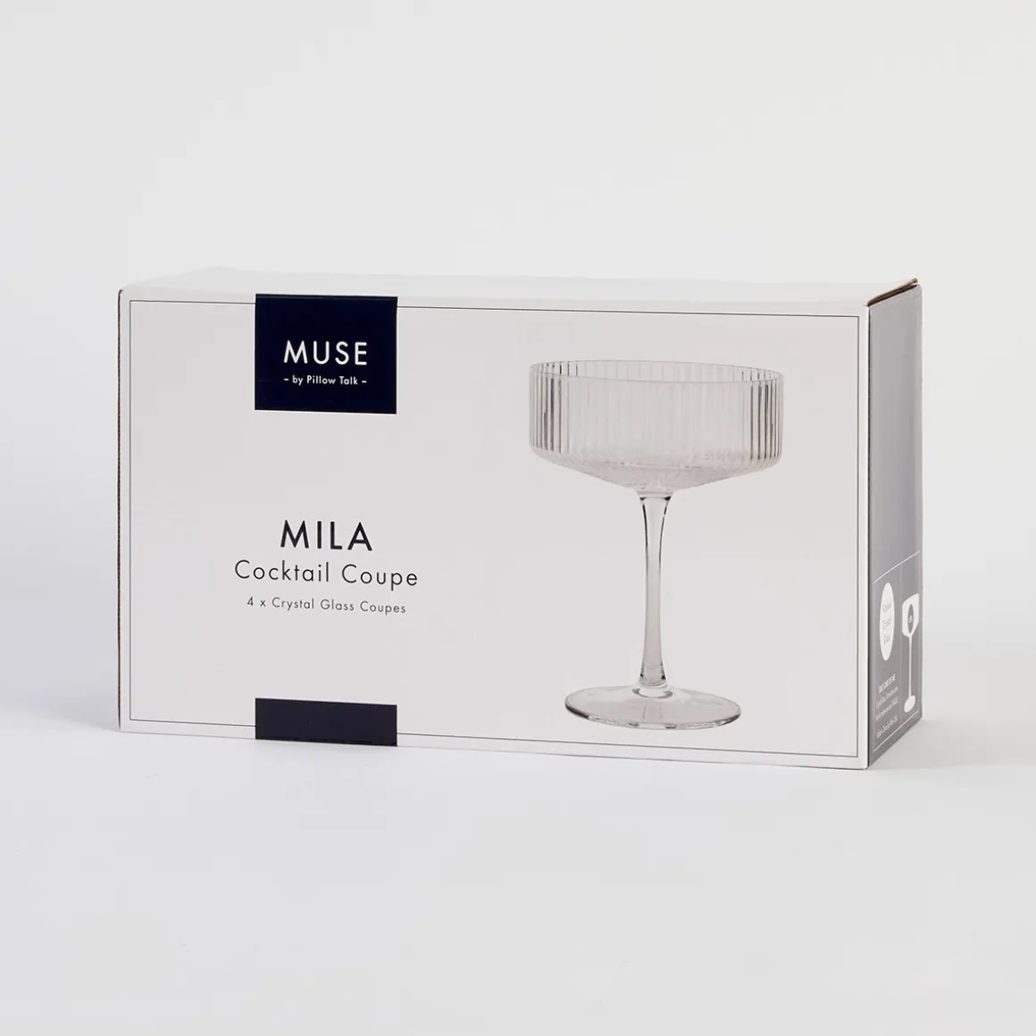 Mila Ribbed Cocktail Coupe Crystal Glass Set of 4