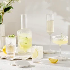 Mila Ribbed Cocktail Coupe Crystal Glass Set of 4