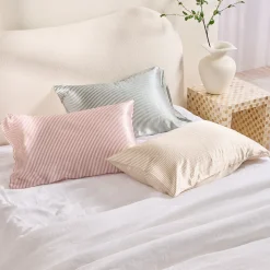 Mulberry Silk Green Striped Pillowcase