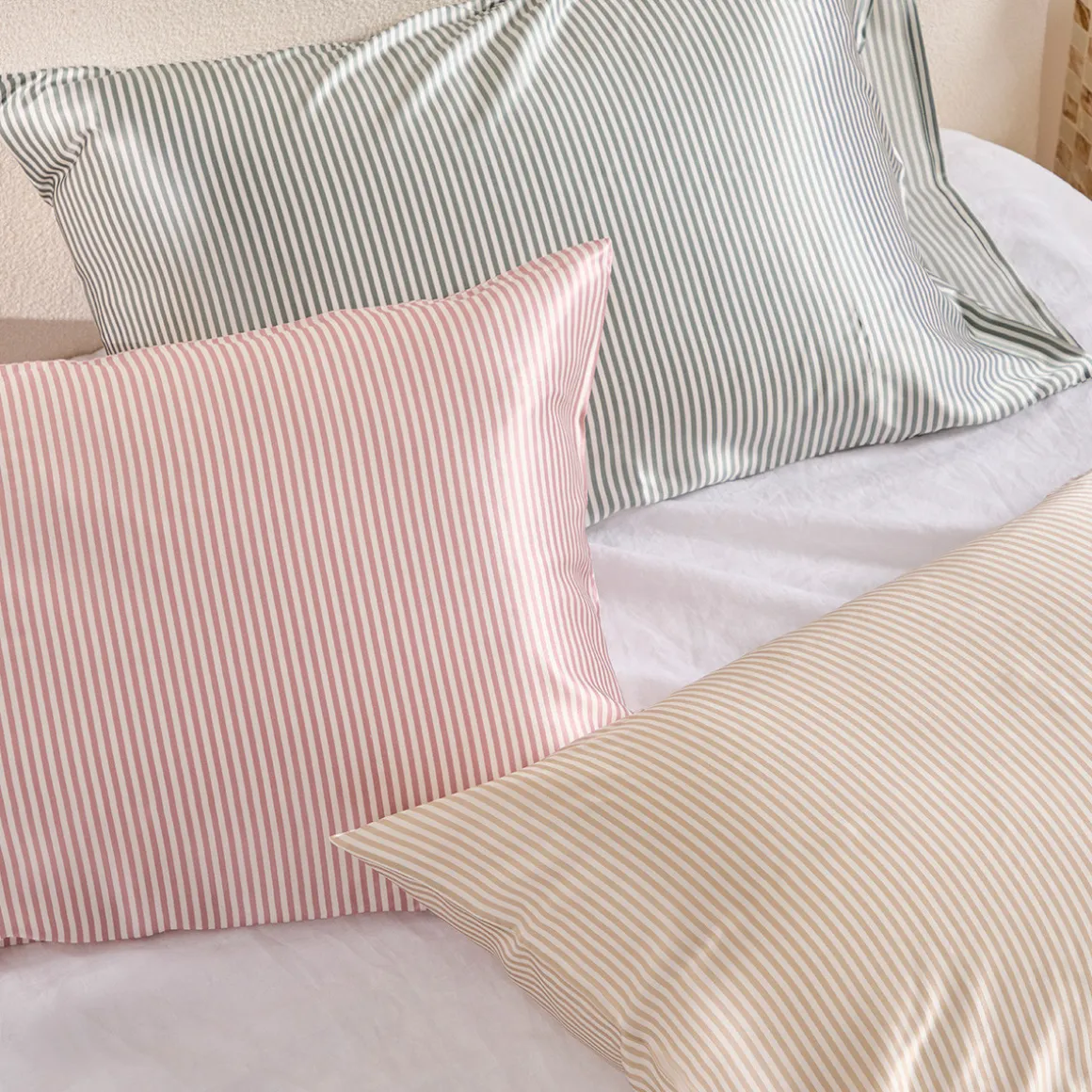 Mulberry Silk Green Striped Pillowcase