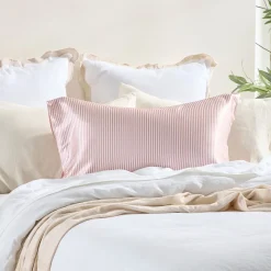 Mulberry Silk Vintage Rose Pink Striped Pillowcase