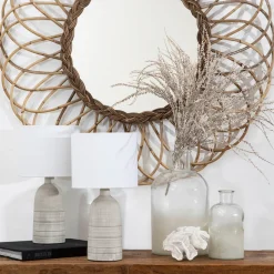 Mykonos 36cm Grey/Natural Table Lamp Set of 2