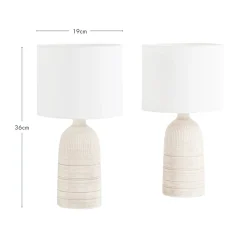 Mykonos 36cm Grey/Natural Table Lamp Set of 2