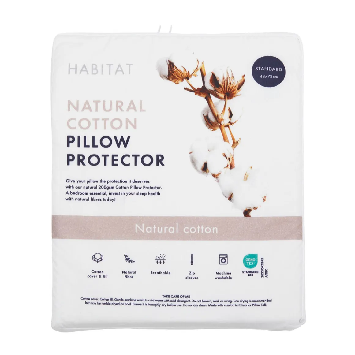 Natural Cotton Standard Pillow Protector